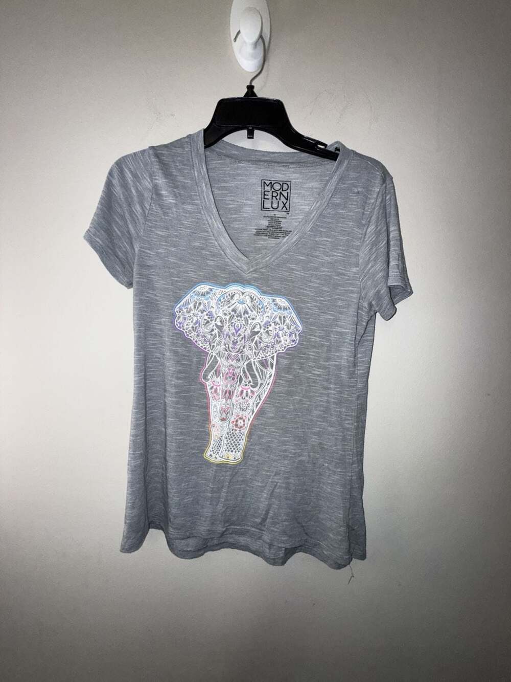Modern Lux Women's Elephant Graphic V-Neck T-Shirt